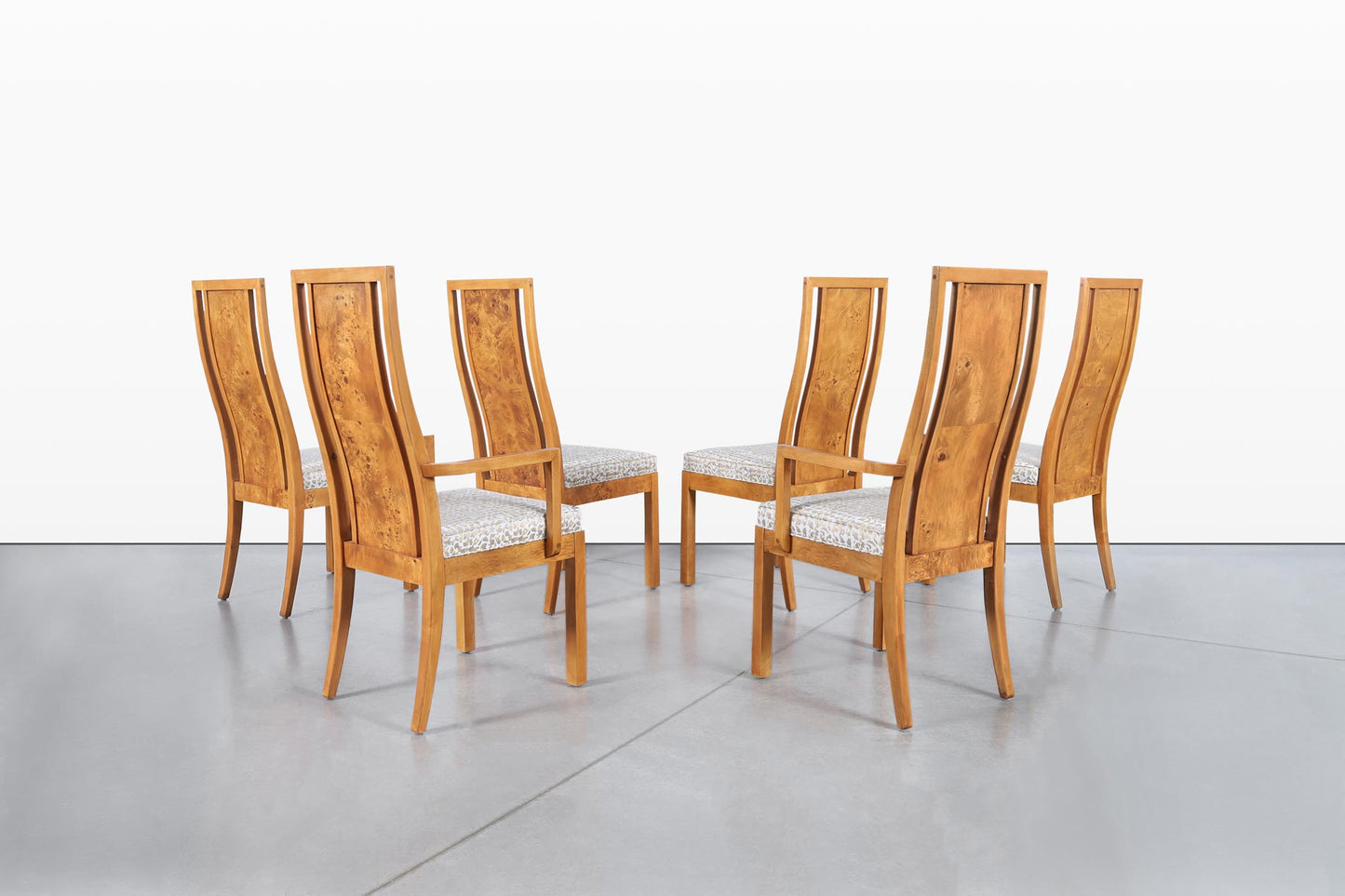Mid-Century Modern Burl Wood Dining Room Set by Milo Baughman