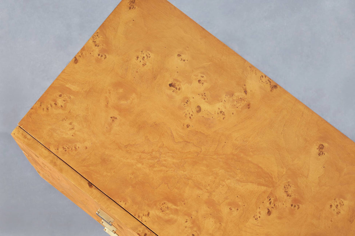 Mid-Century Modern Burl Wood and Brass Dresser by Founders for Thomasville