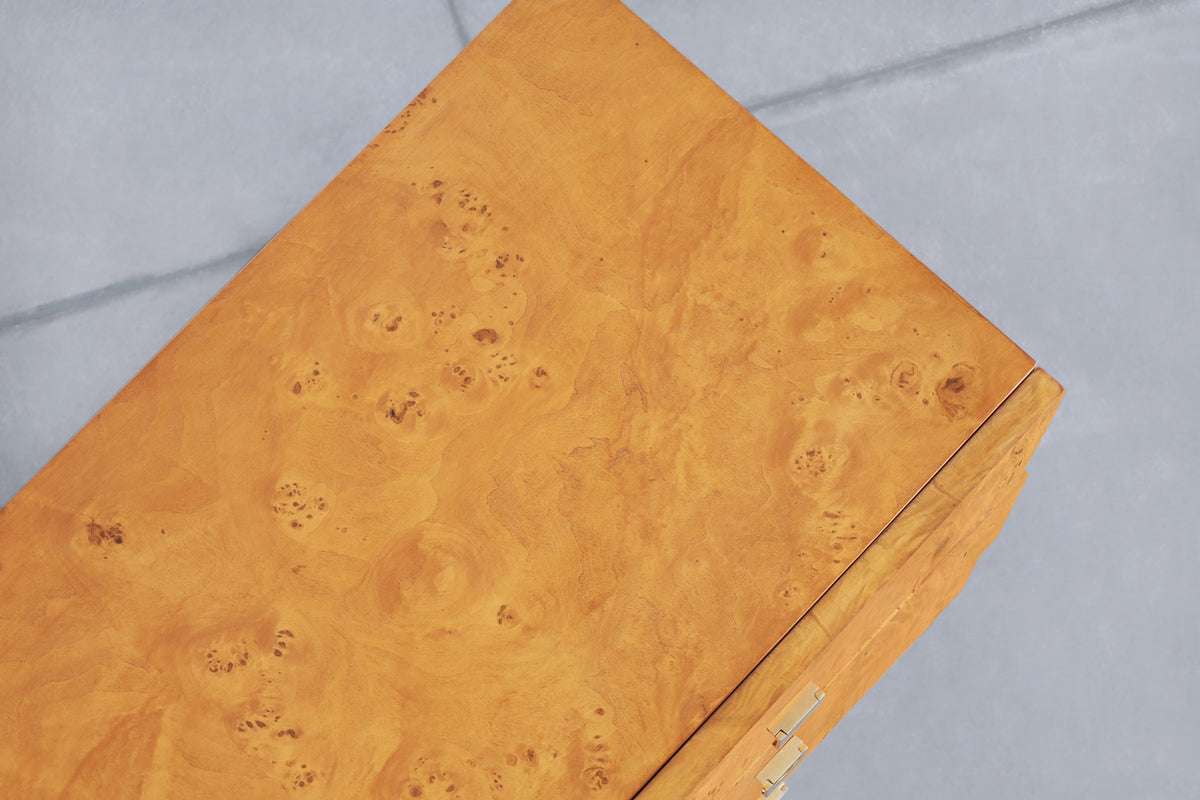 Mid-Century Modern Burl Wood and Brass Dresser by Founders for Thomasville