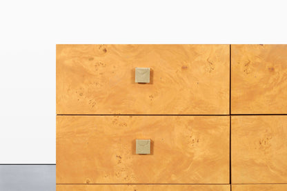 Mid-Century Modern Burl Wood and Brass Dresser by Founders for Thomasville