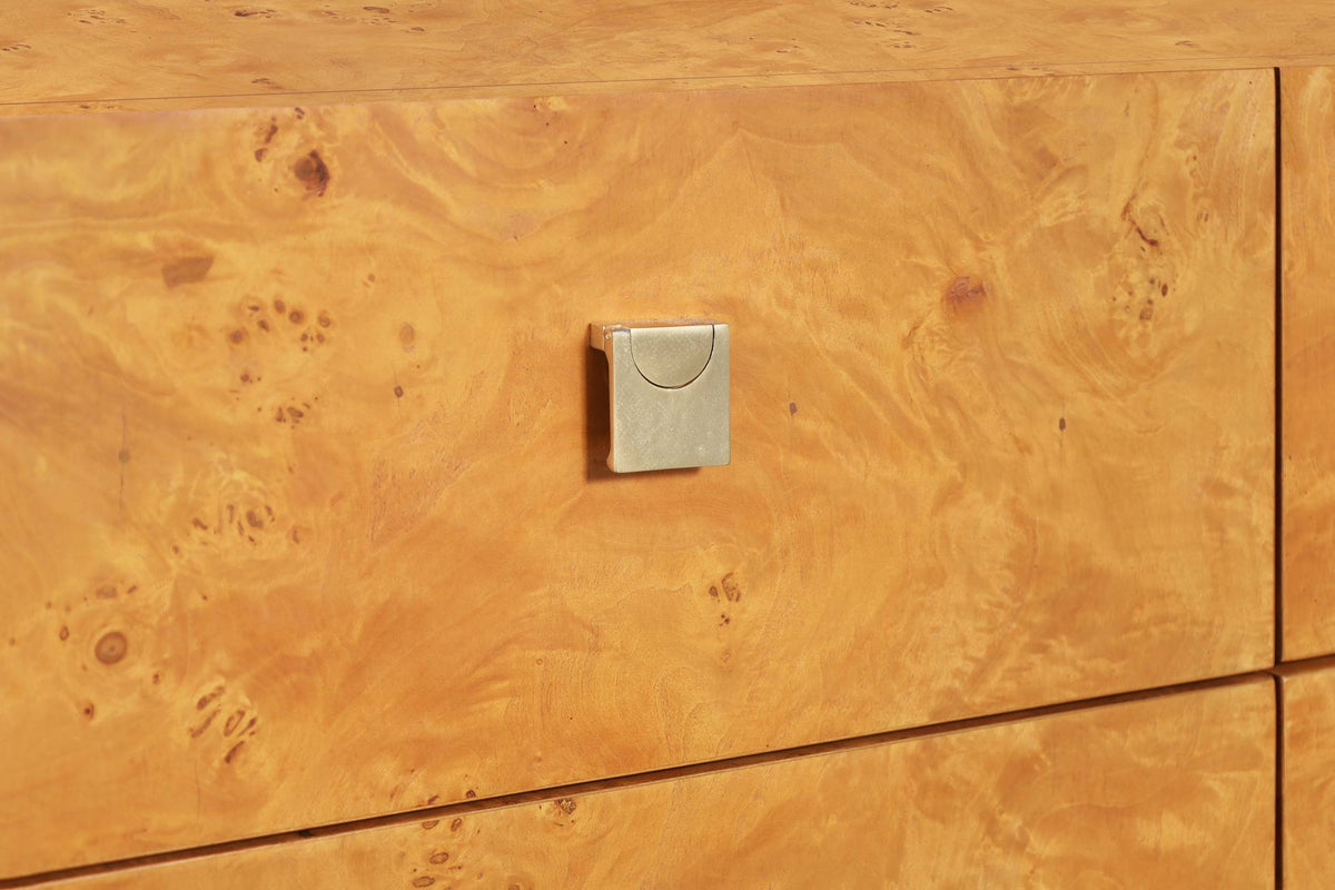 Mid-Century Modern Burl Wood and Brass Dresser by Founders for Thomasville