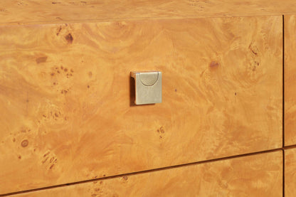 Mid-Century Modern Burl Wood and Brass Dresser by Founders for Thomasville