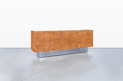 Mid-Century Modern Burl Wood and Chrome Credenza by Biltrite