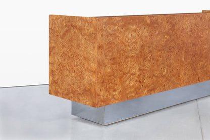 Mid-Century Modern Burl Wood and Chrome Credenza by Biltrite