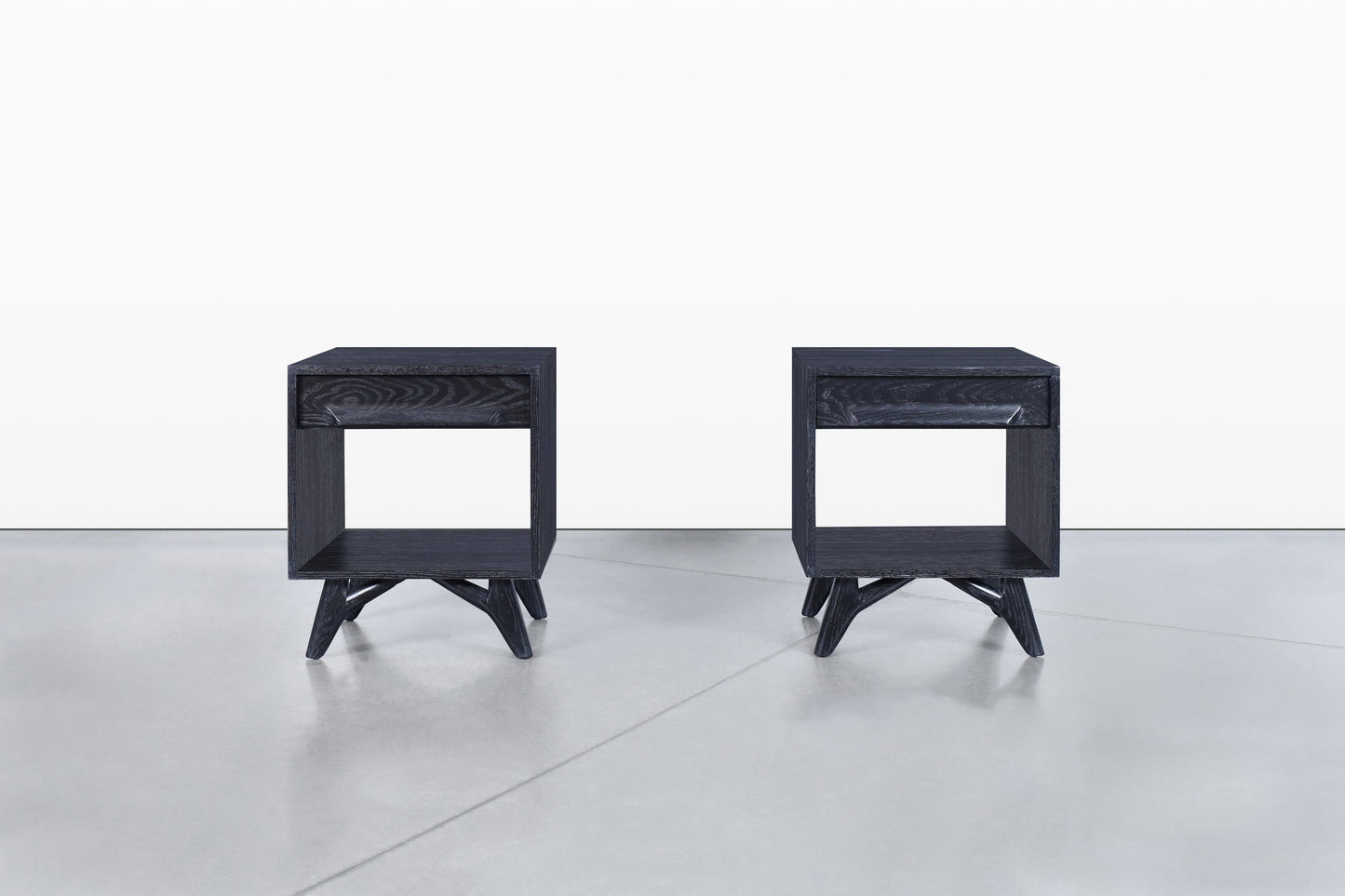 Mid-Century Modern Cerused Nightstands by Jack Van Der Molen