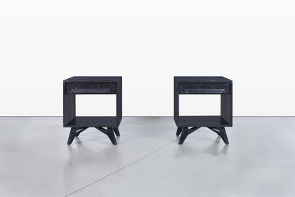 Mid-Century Modern Cerused Nightstands by Jack Van Der Molen