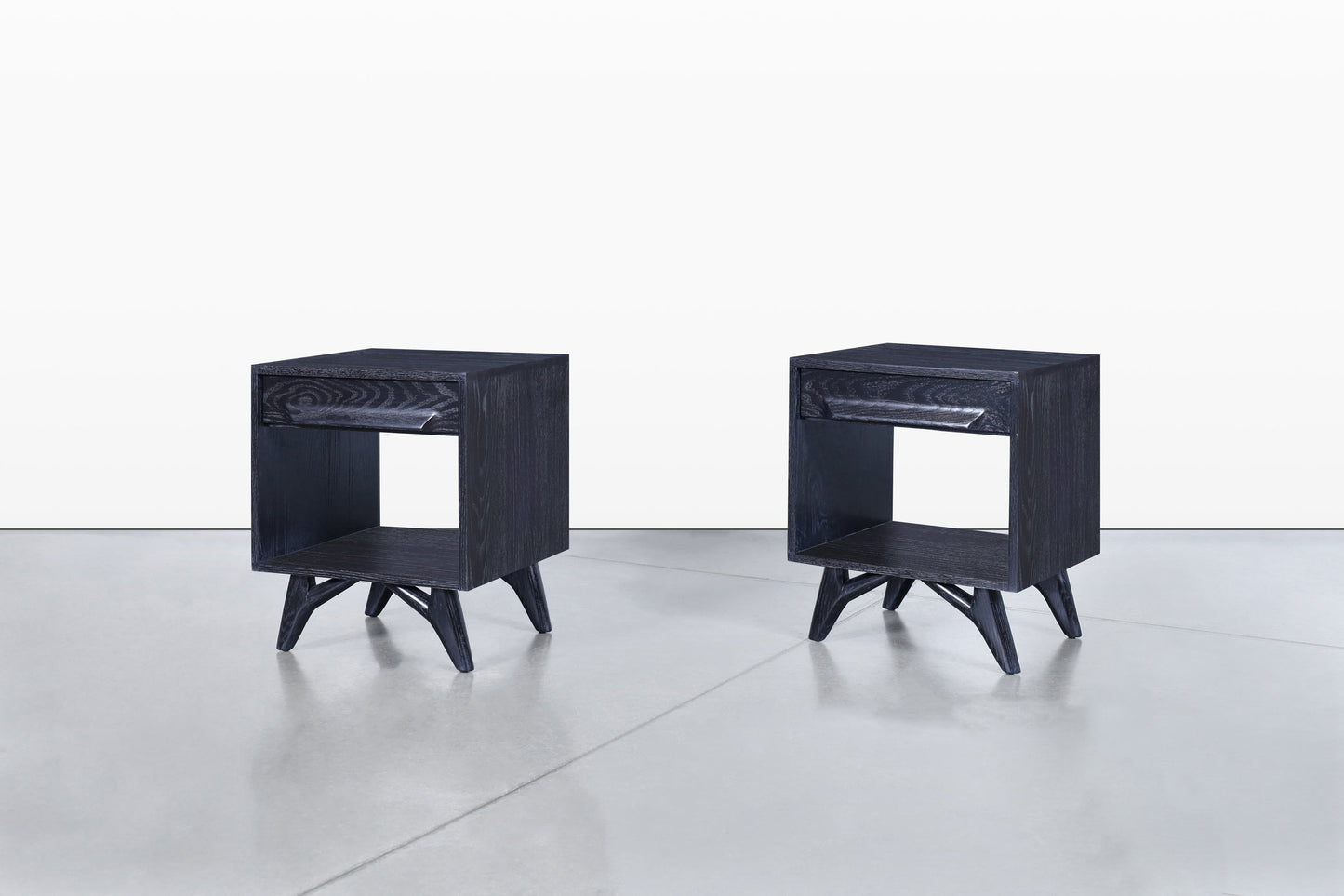 Mid-Century Modern Cerused Nightstands by Jack Van Der Molen