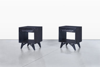 Mid-Century Modern Cerused Nightstands by Jack Van Der Molen