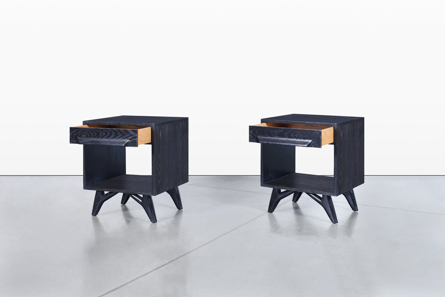 Mid-Century Modern Cerused Nightstands by Jack Van Der Molen