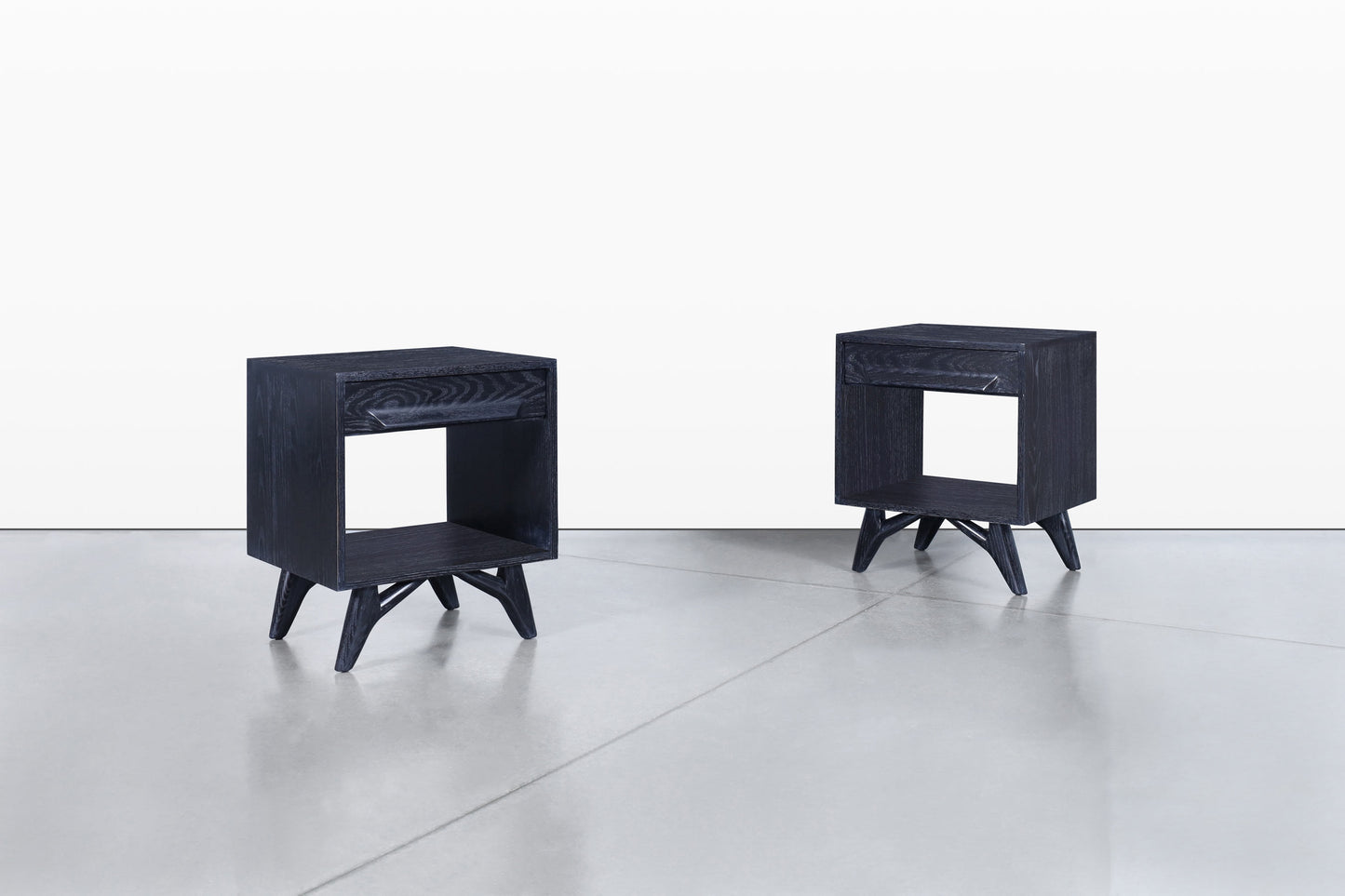 Mid-Century Modern Cerused Nightstands by Jack Van Der Molen