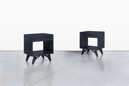 Mid-Century Modern Cerused Nightstands by Jack Van Der Molen