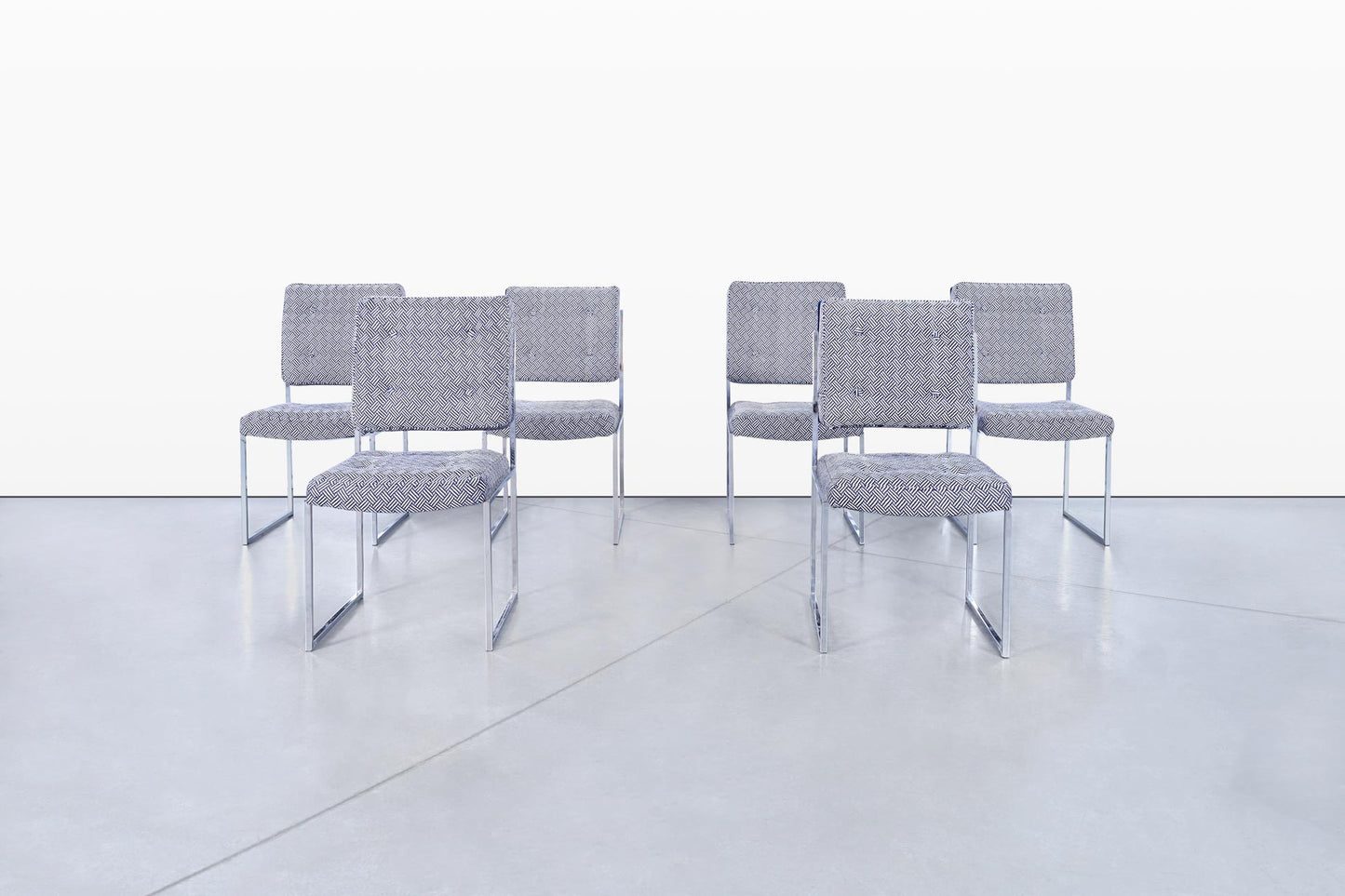 Mid-Century Modern Chrome Dining Chairs After Milo Baughman