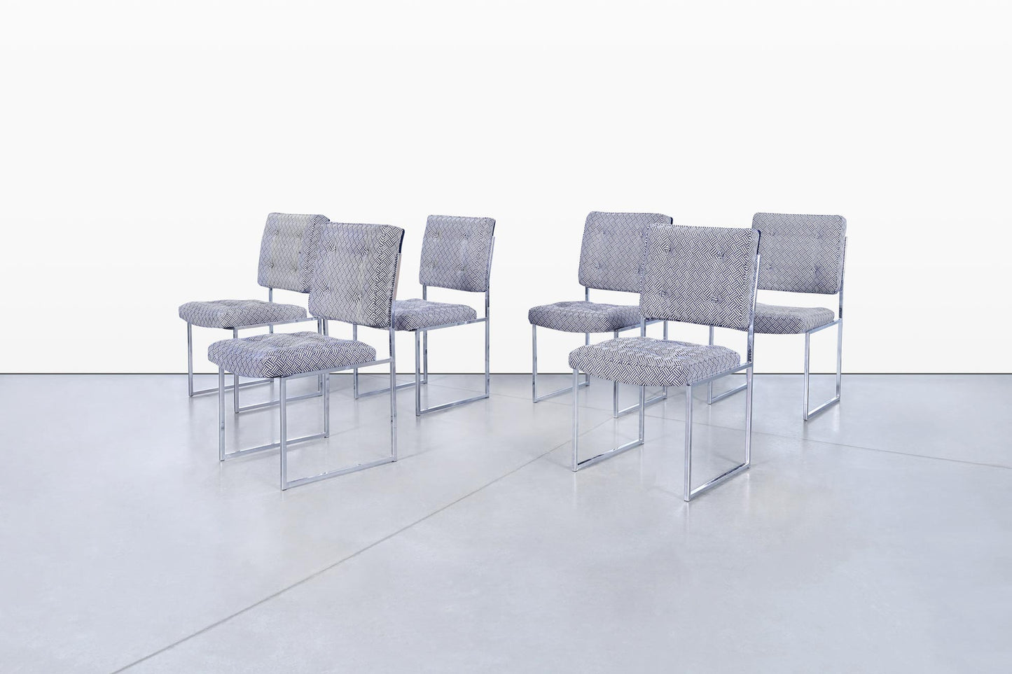 Mid-Century Modern Chrome Dining Chairs After Milo Baughman
