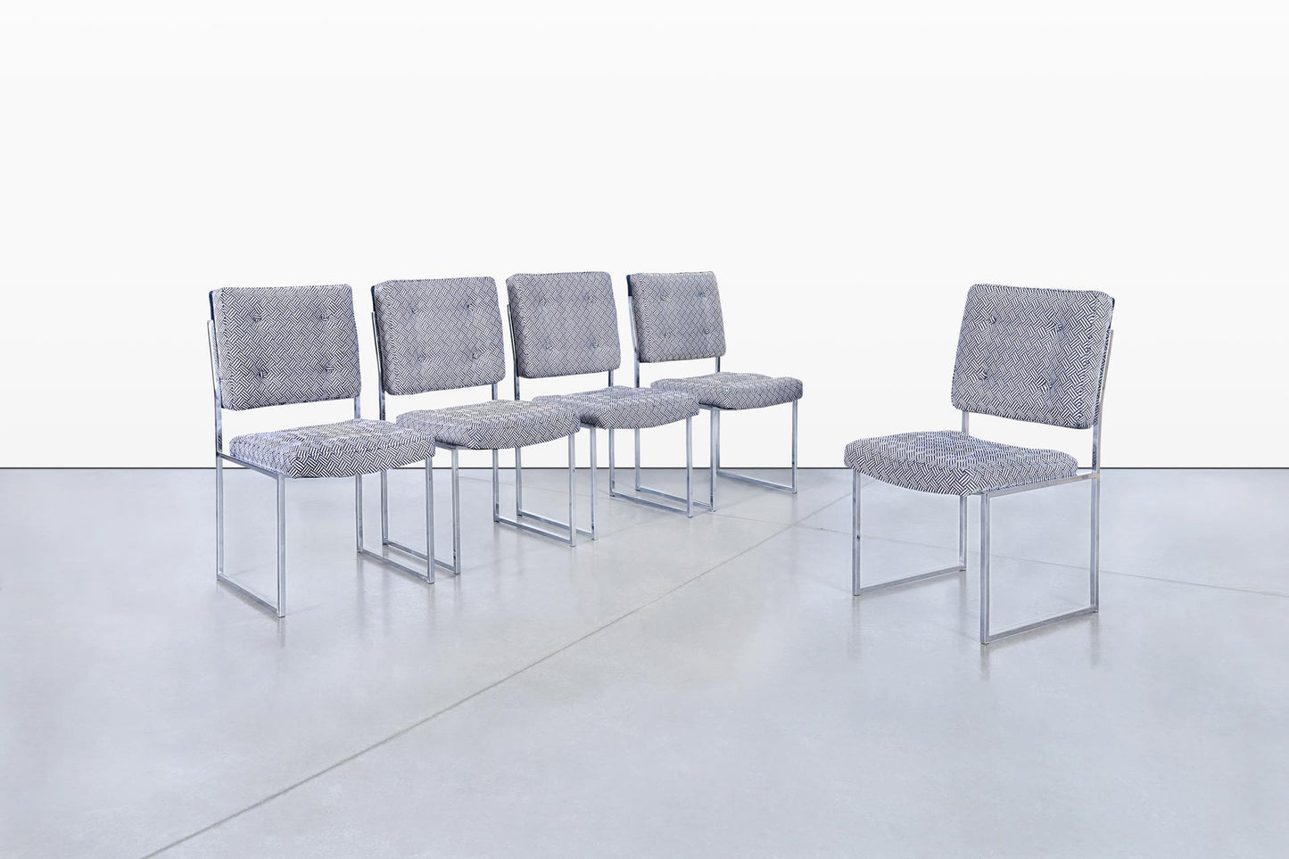 Mid-Century Modern Chrome Dining Chairs After Milo Baughman