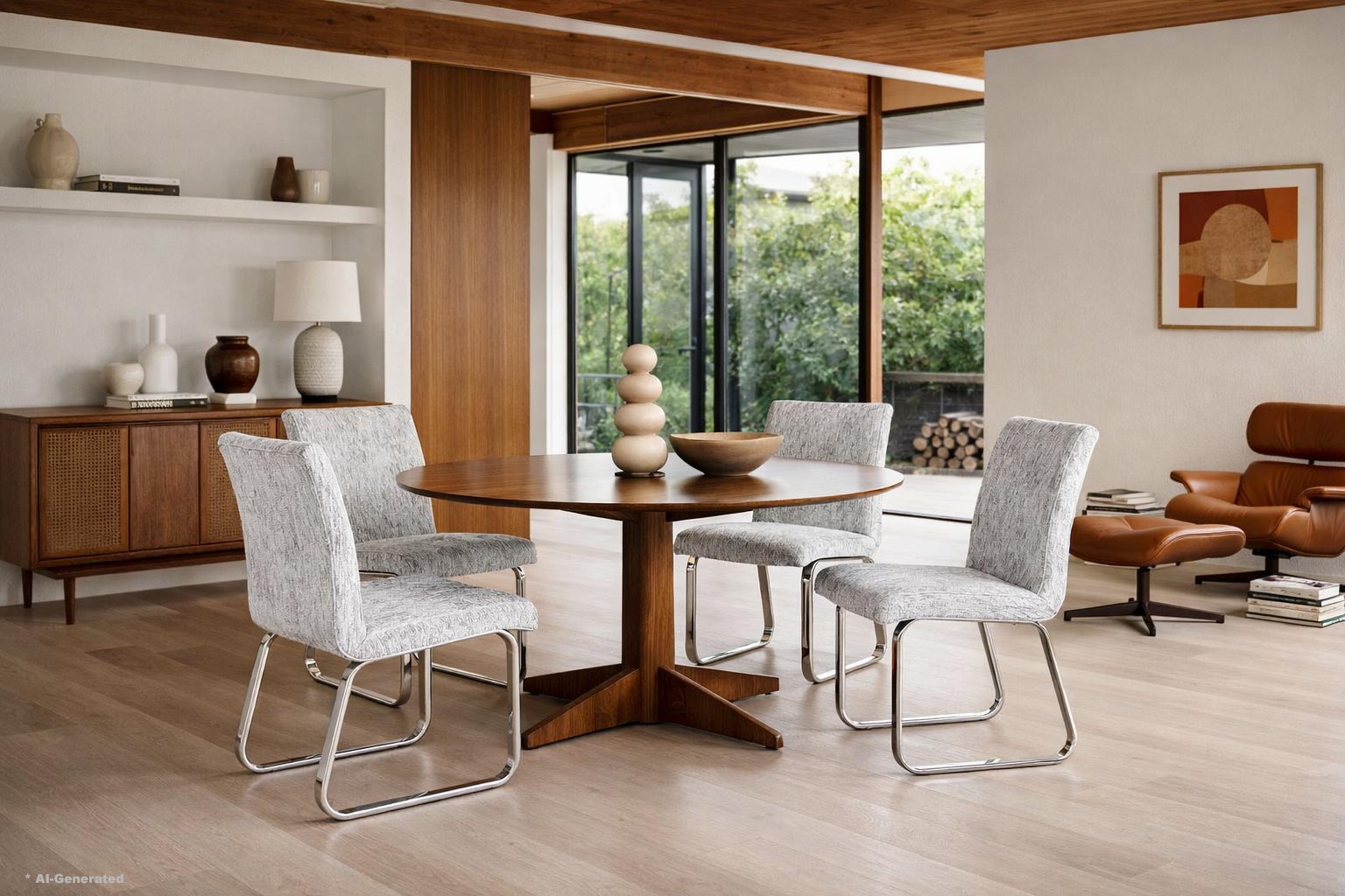 Mid-Century Modern Chrome Dining Chairs by Design Institute of