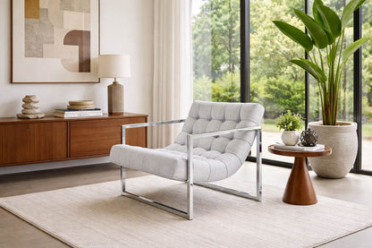 Mid-Century Modern Chrome Lounge Chairs Attributed to Milo Baughman