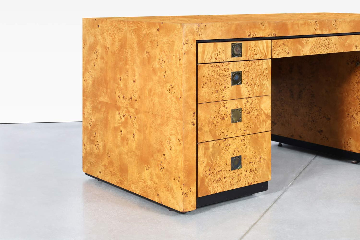 Mid-Century Modern Executive Burl Wood Desk by Hekman