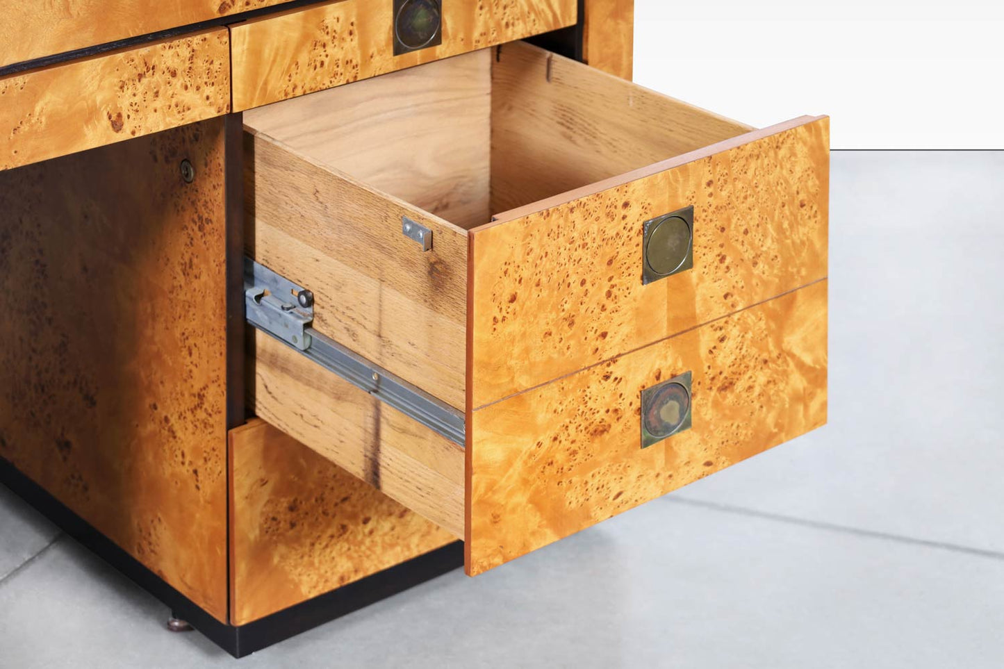 Mid-Century Modern Executive Burl Wood Desk by Hekman