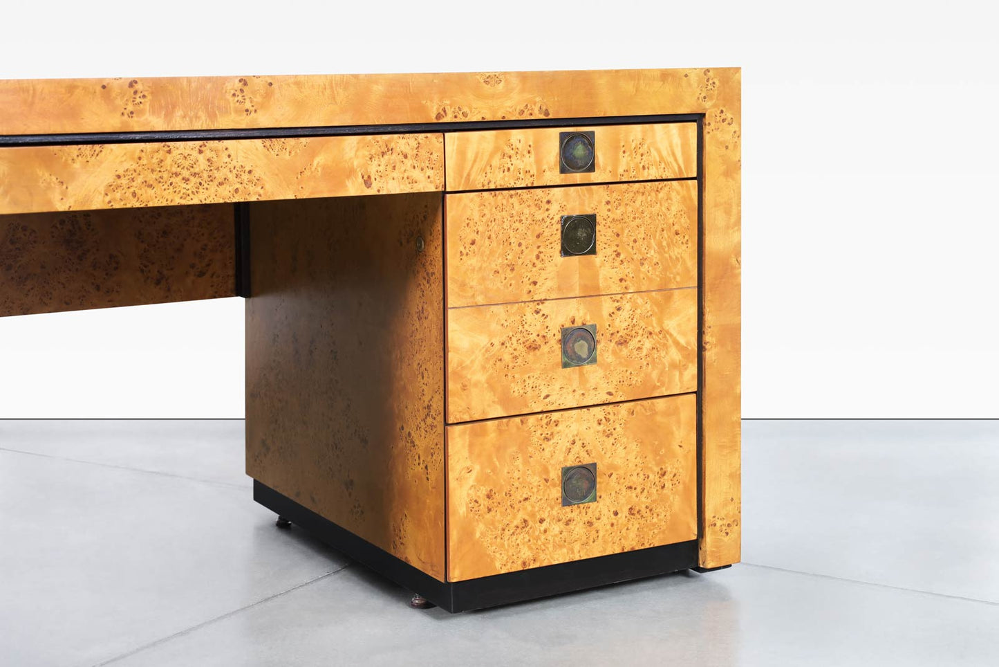 Mid-Century Modern Executive Burl Wood Desk by Hekman