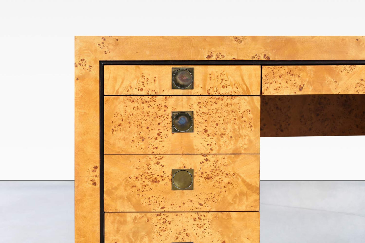 Mid-Century Modern Executive Burl Wood Desk by Hekman