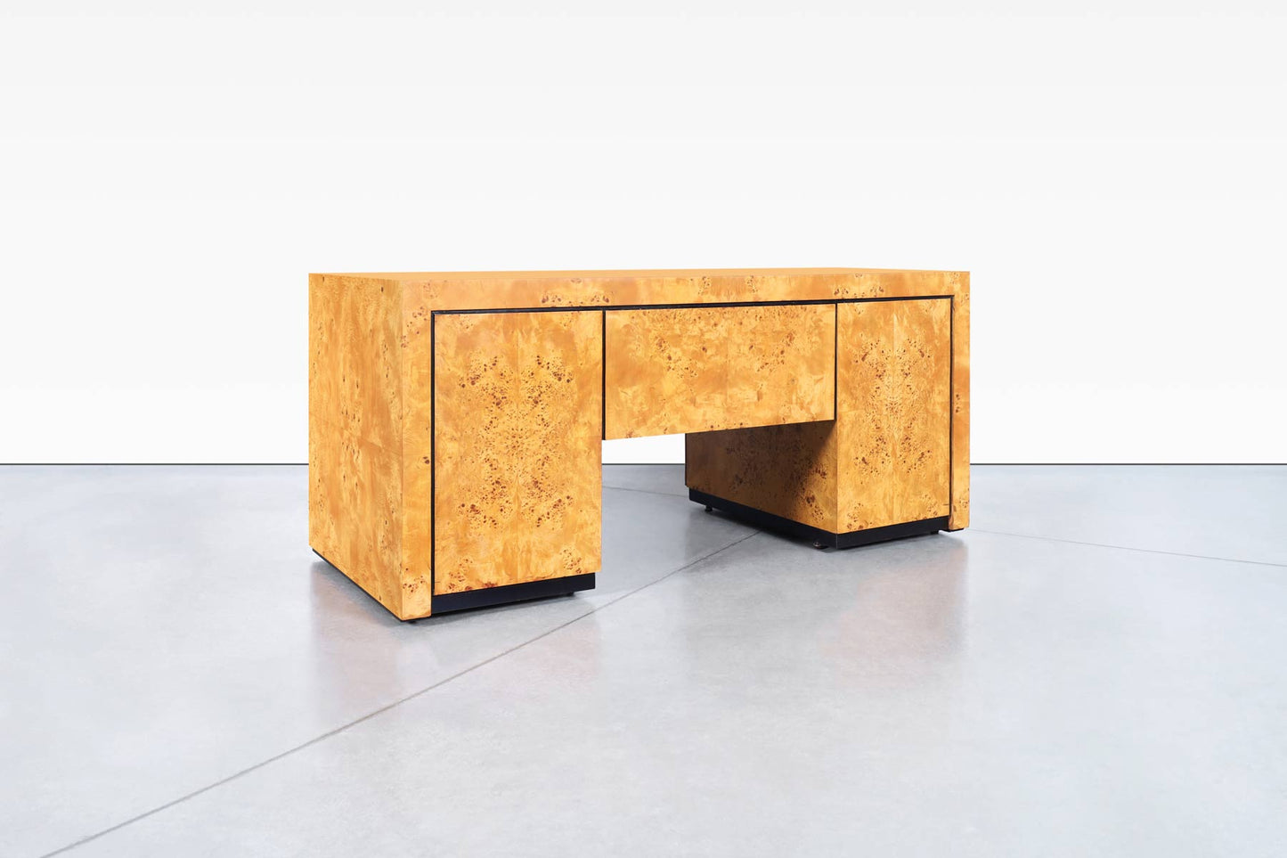 Mid-Century Modern Executive Burl Wood Desk by Hekman