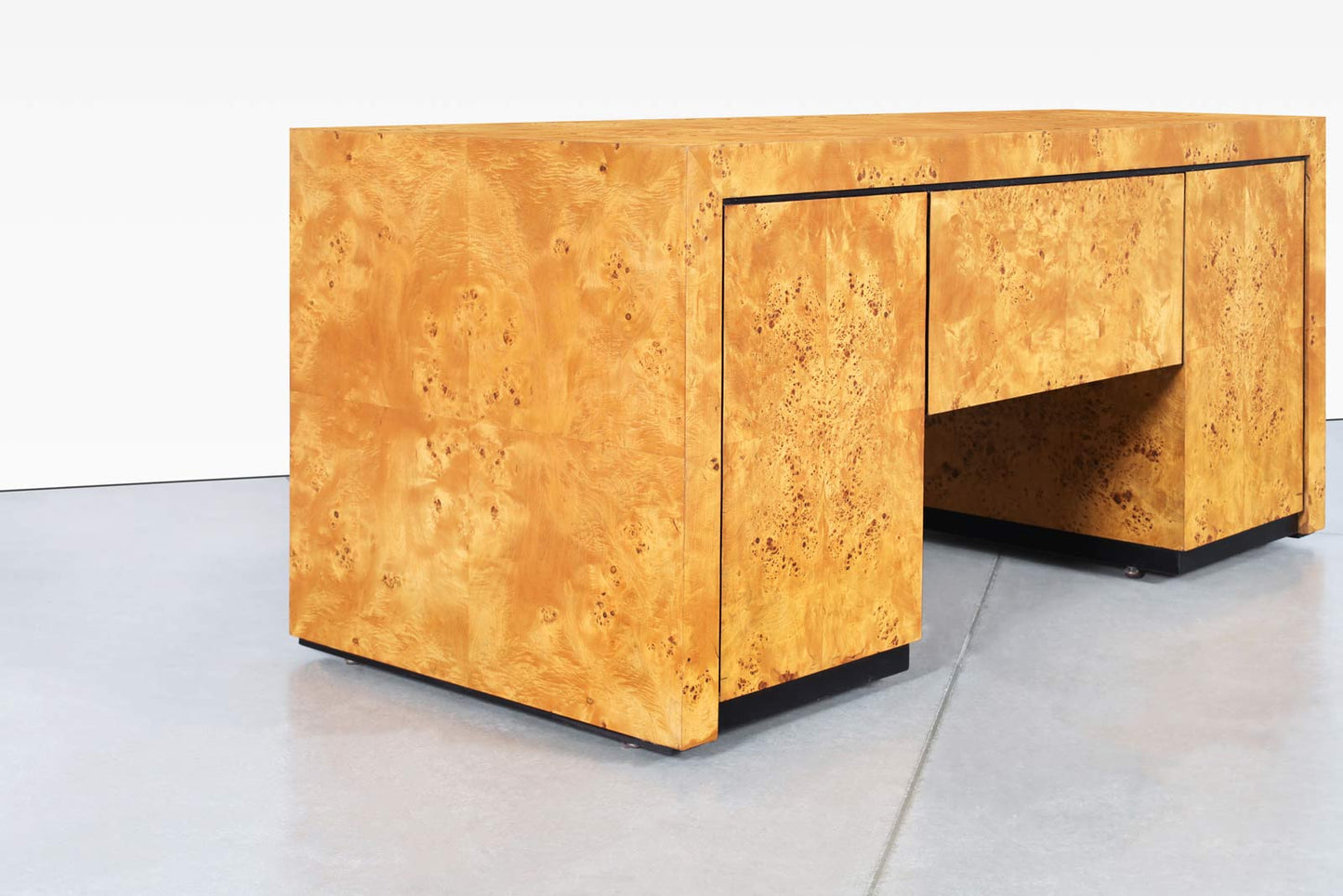 Mid-Century Modern Executive Burl Wood Desk by Hekman