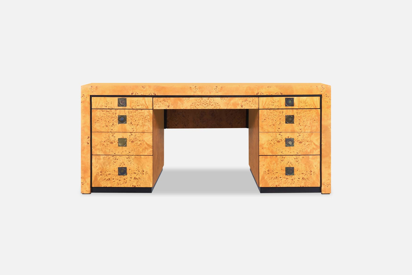 Mid-Century Modern Executive Burl Wood Desk by Hekman
