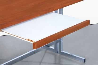 Mid-Century Modern German Teak and Chrome Executive Desk