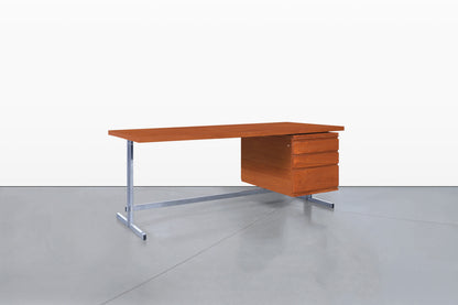 Mid-Century Modern German Teak and Chrome Executive Desk