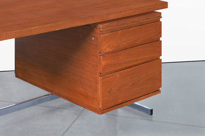 Mid-Century Modern German Teak and Chrome Executive Desk