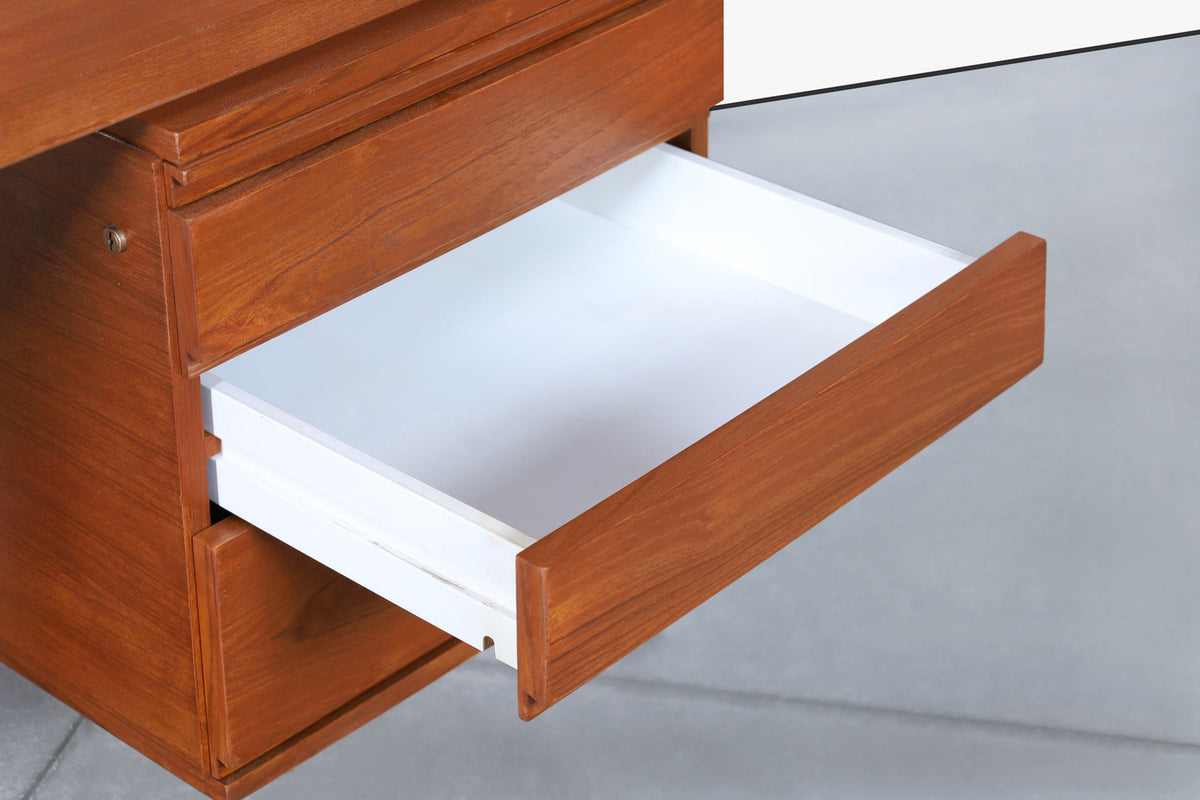 Mid-Century Modern German Teak and Chrome Executive Desk