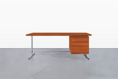 Mid-Century Modern German Teak and Chrome Executive Desk