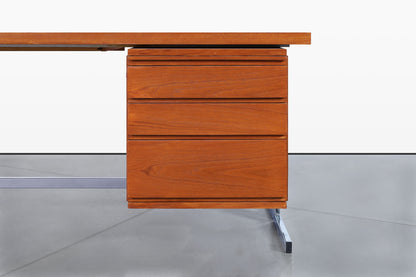 Mid-Century Modern German Teak and Chrome Executive Desk