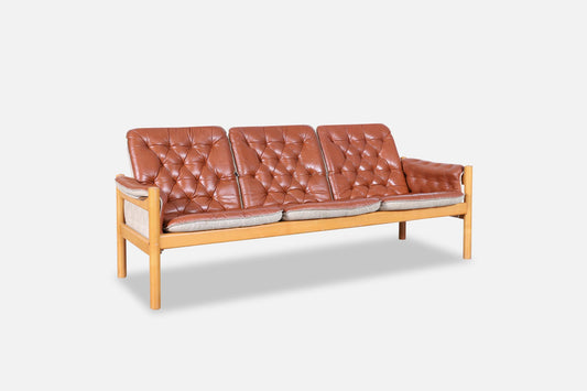 Mid-Century Modern Leather 'Safari' Sofa by Kjell Nordin