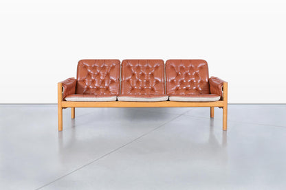 Mid-Century Modern Leather 'Safari' Sofa by Kjell Nordin