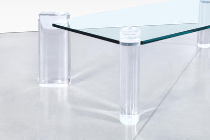 Mid-Century Modern Lucite and Glass Coffee Table by Karl Springer