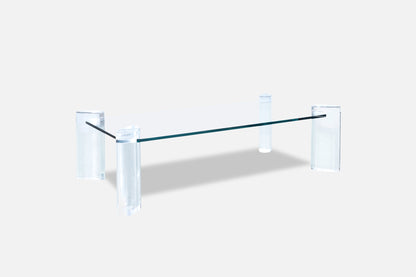 Mid-Century Modern Lucite and Glass Coffee Table by Karl Springer