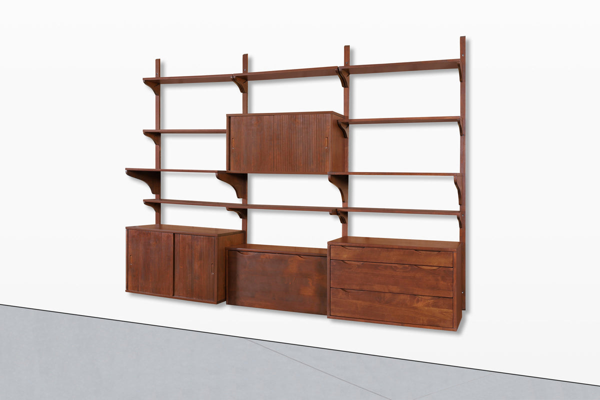 Mid-Century Modern Modular Walnut Wall Unit by Noral Olson for Kopenhavn