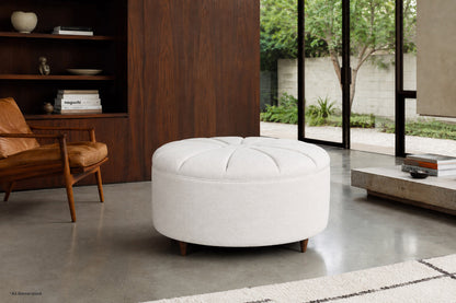 Mid-Century Modern Round Sunburst Ottoman