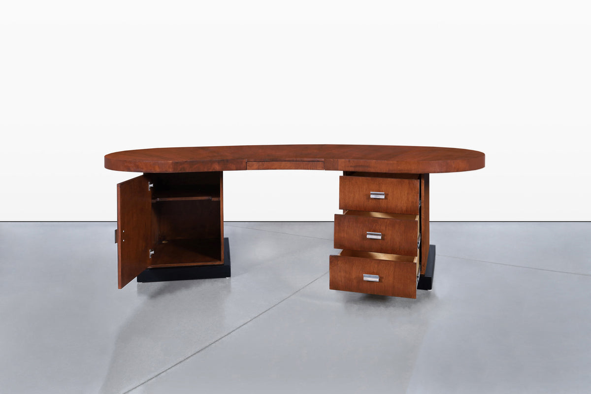Mid-Century Modern Sculptural Biomorphic Walnut Executive Desk