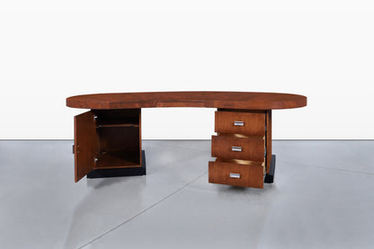 Mid-Century Modern Sculptural Biomorphic Walnut Executive Desk