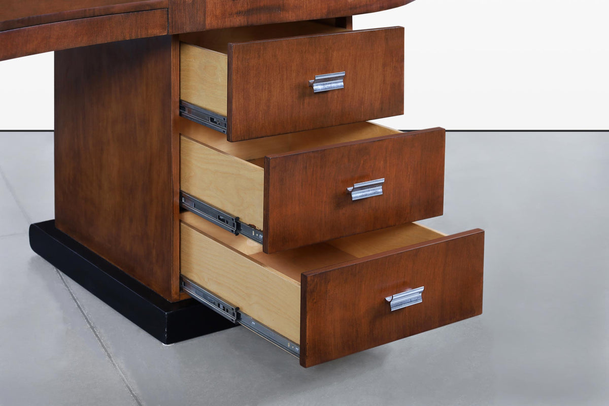 Mid-Century Modern Sculptural Biomorphic Walnut Executive Desk