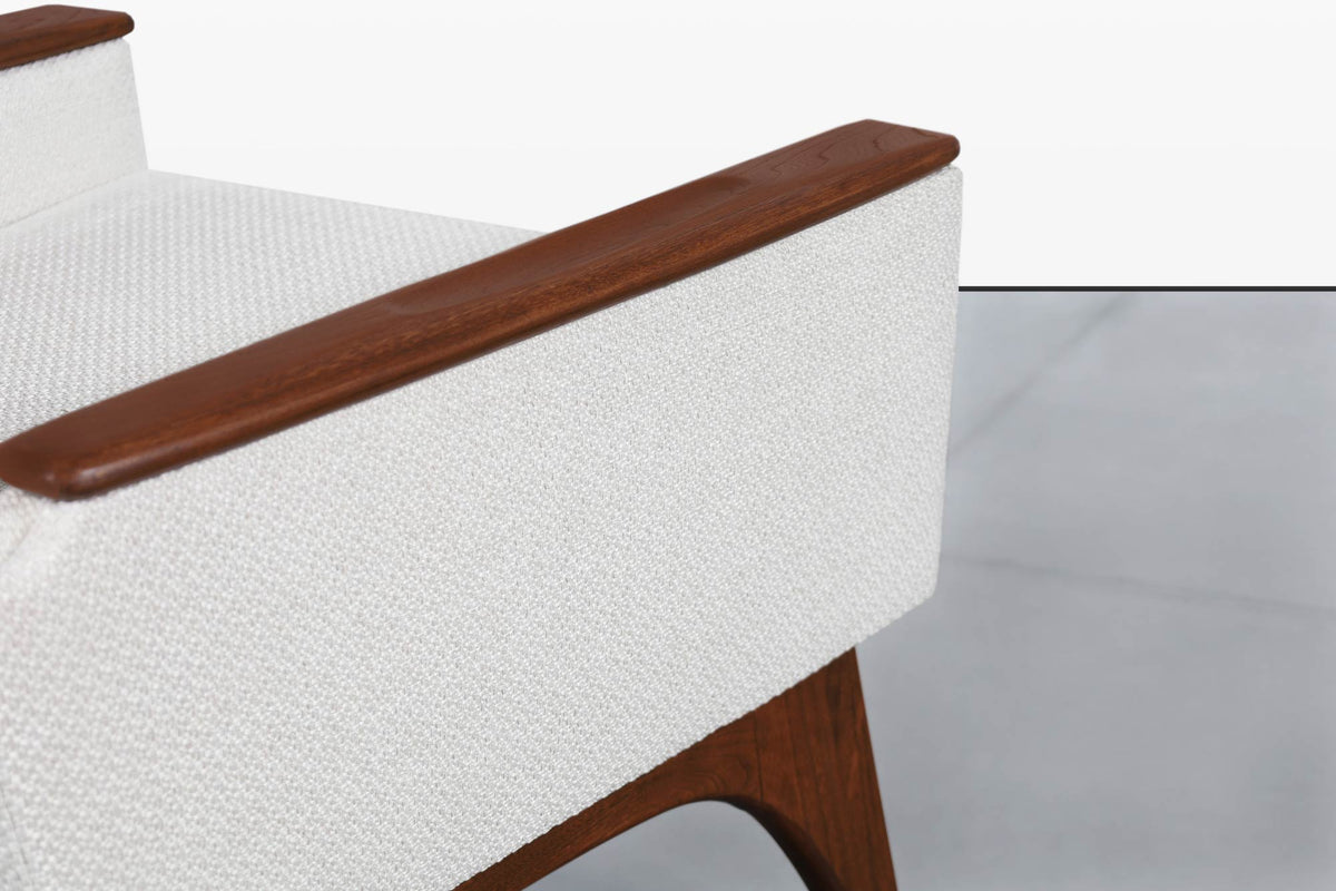 Mid-Century Modern Sculptural Walnut Lounge Chairs by Kroehler
