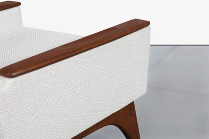 Mid-Century Modern Sculptural Walnut Lounge Chairs by Kroehler