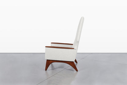 Mid-Century Modern Sculptural Walnut Lounge Chairs by Kroehler