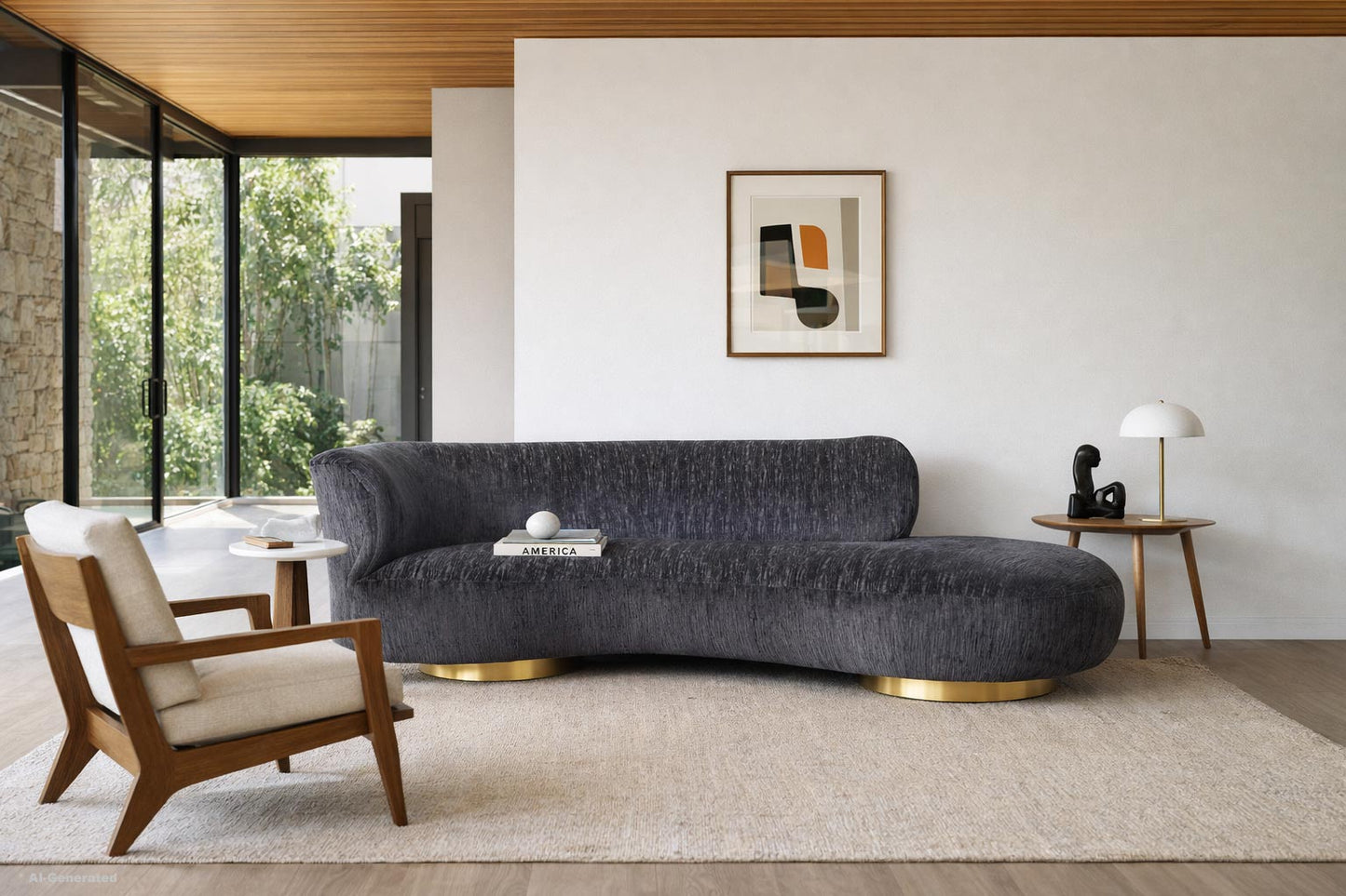 Mid-Century Modern Serpentine Sofa in the Style of Vladimir Kagan