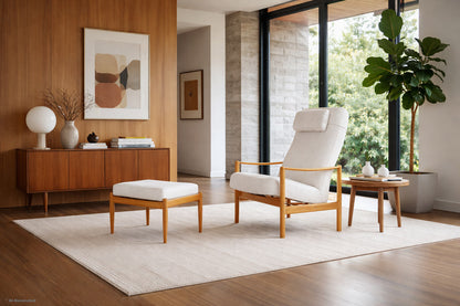 Mid-Century Modern Teak Reclining Lounge Chair and Ottoman