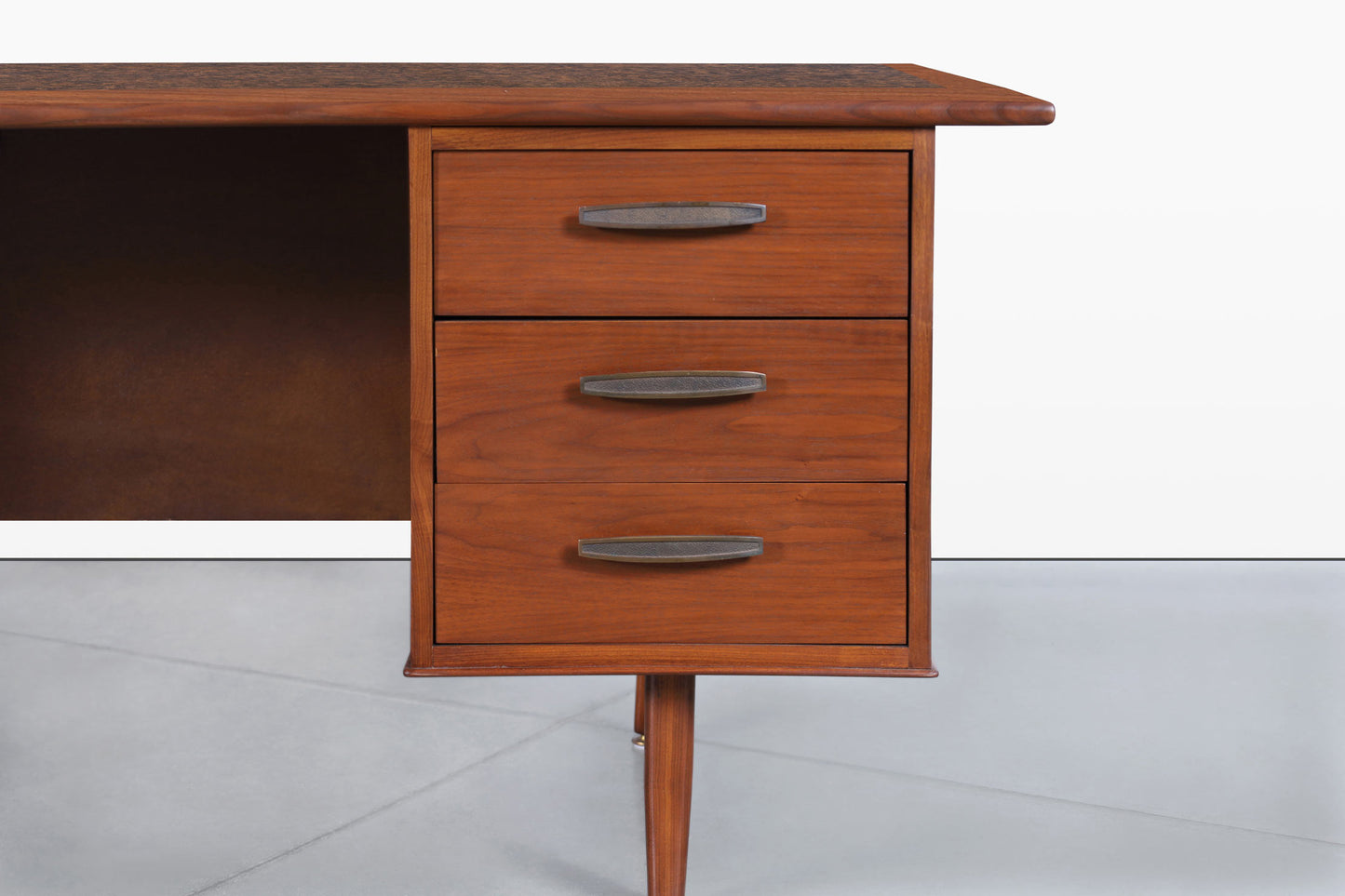 Mid-Century Modern Walnut Executive Desk Attributed to Monteverdi Young