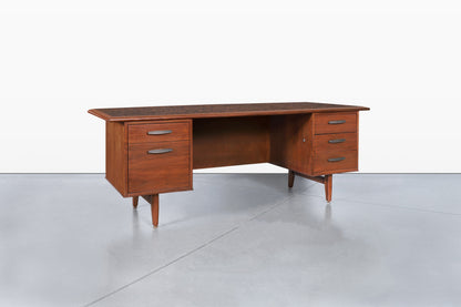 Mid-Century Modern Walnut Executive Desk Attributed to Monteverdi Young