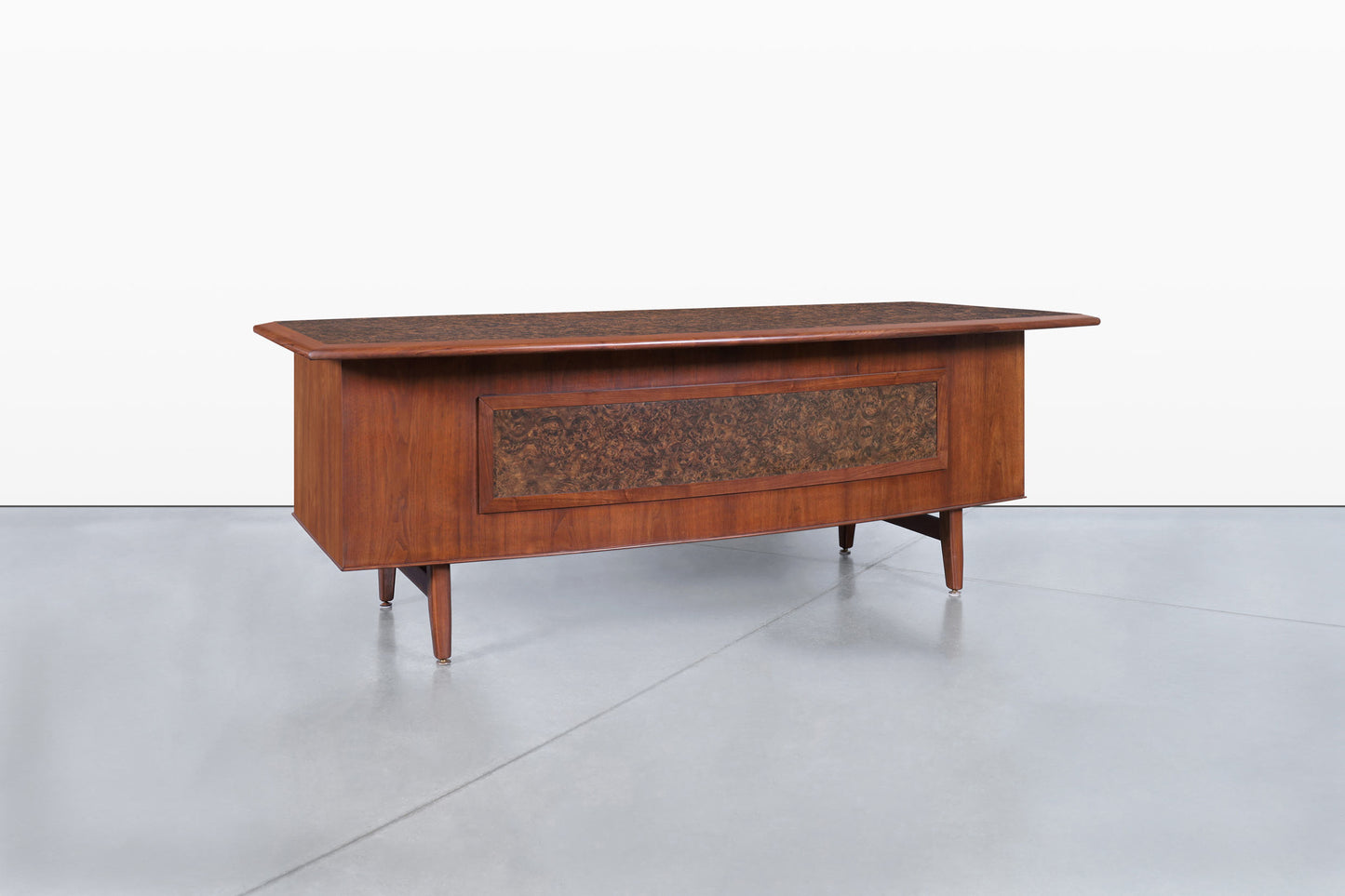 Mid-Century Modern Walnut Executive Desk Attributed to Monteverdi Young